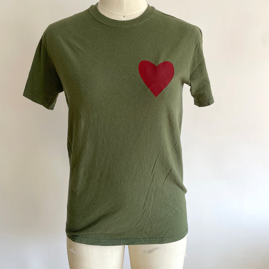 Vintage Happy Heart Army Green Tee