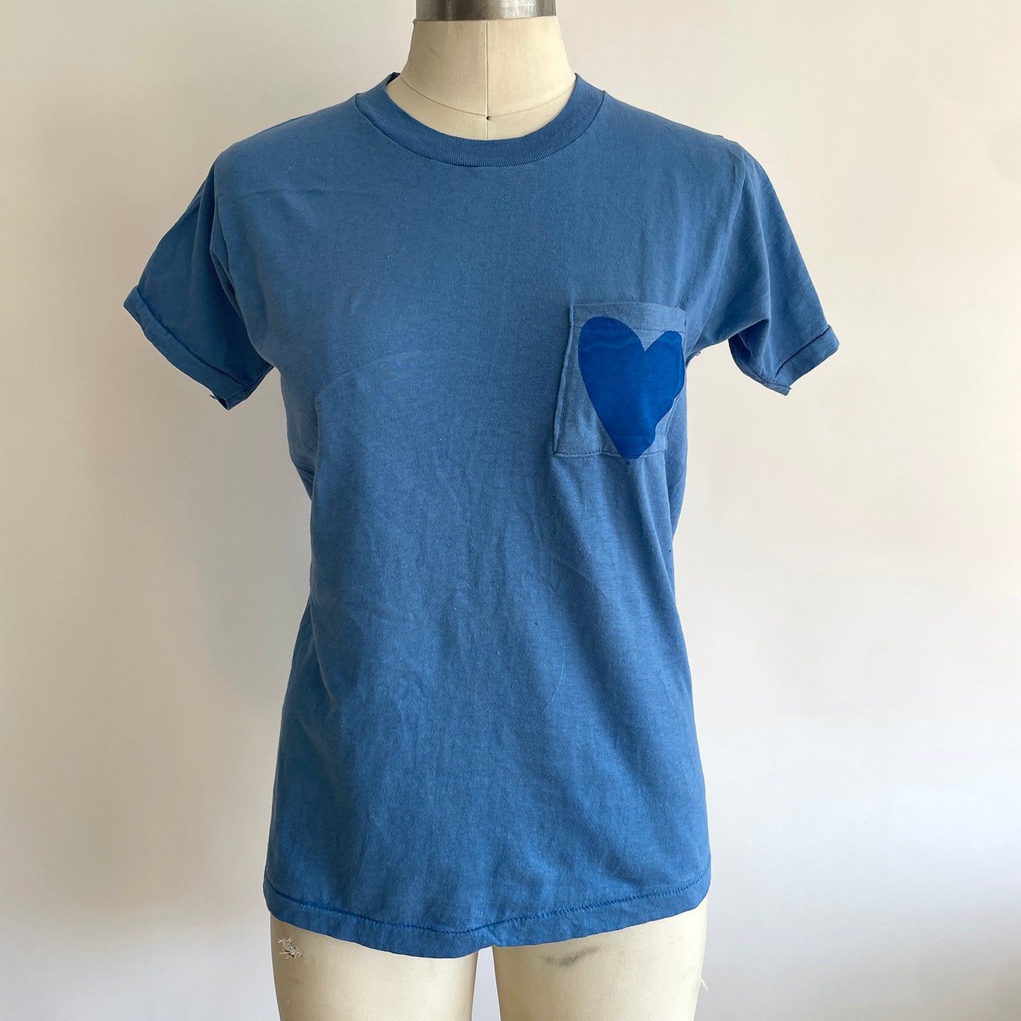 Vintage Happy Heart Blue Pocket Tee