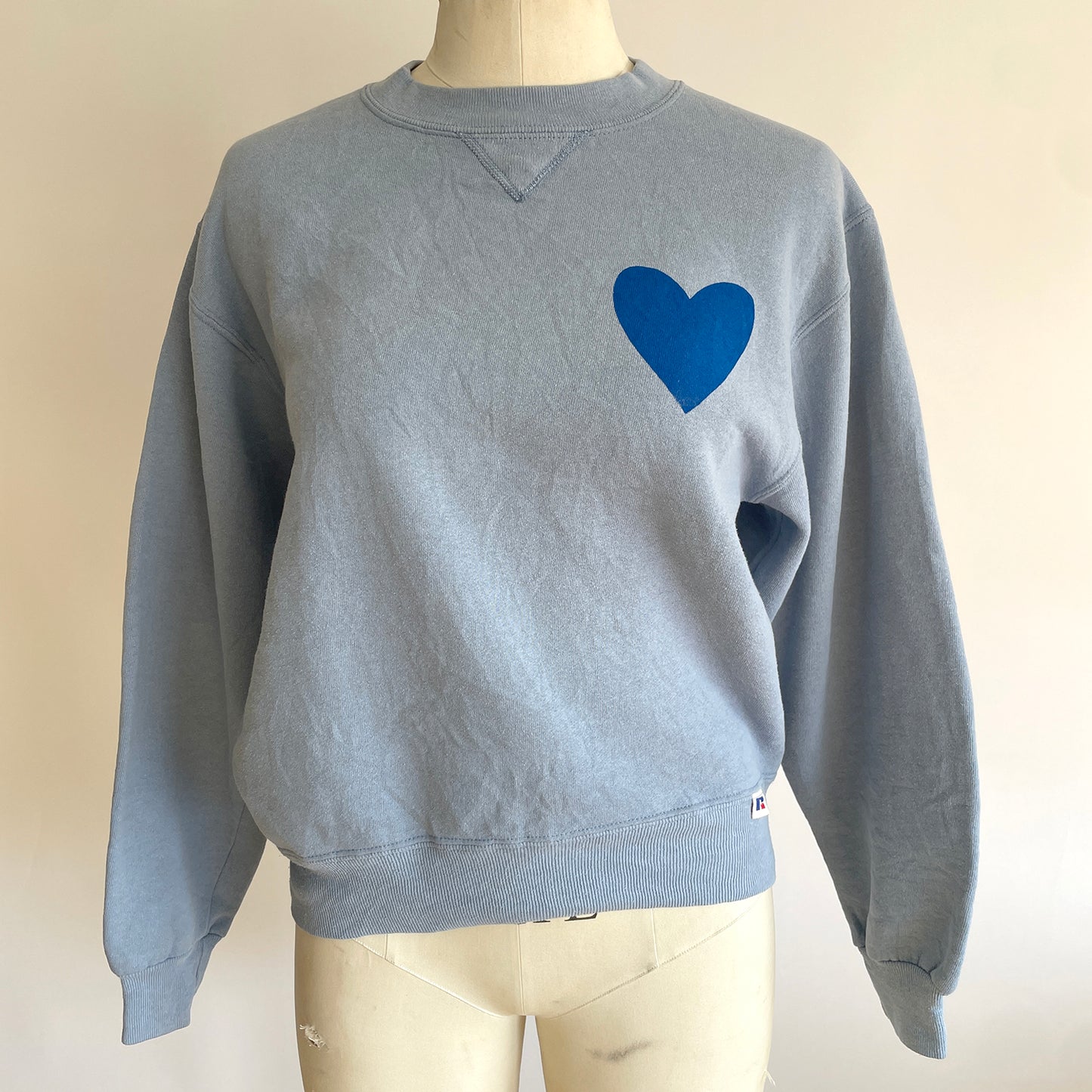 Vintage Happy Heart Light Blue Sweatshirt