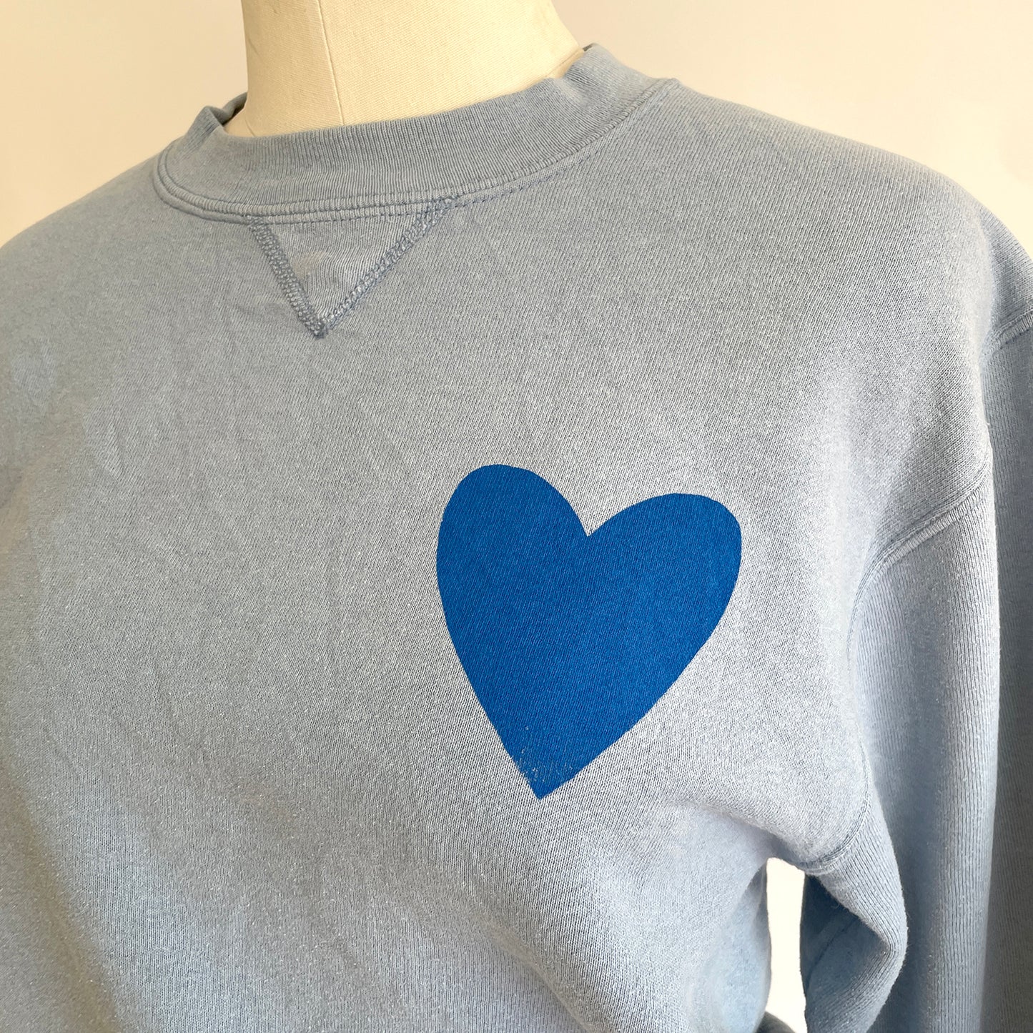 Vintage Happy Heart Light Blue Sweatshirt