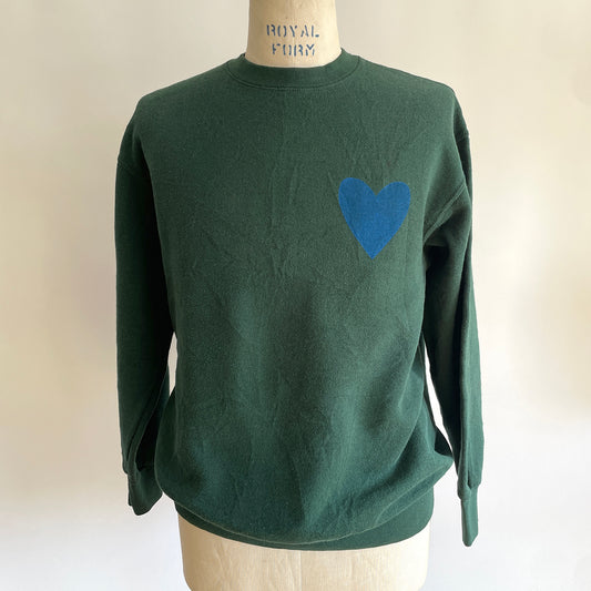 Vintage Happy Heart Dark Green Sweatshirt