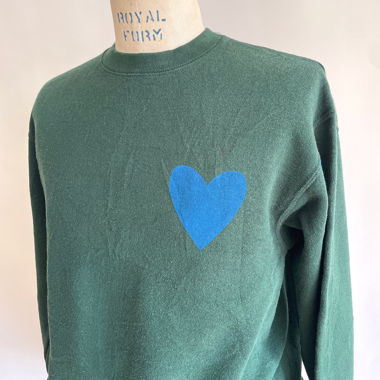 Vintage Happy Heart Dark Green Sweatshirt