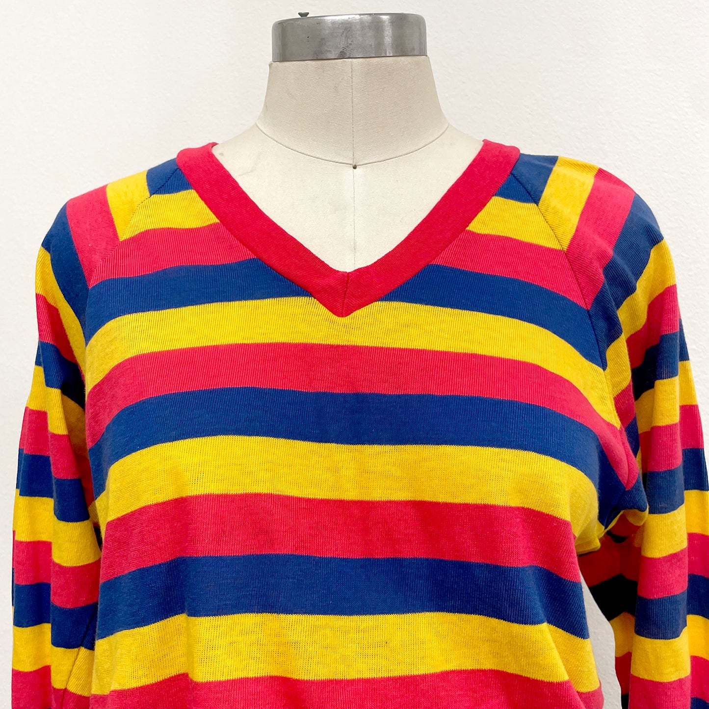 Vintage Striped V Neck Top