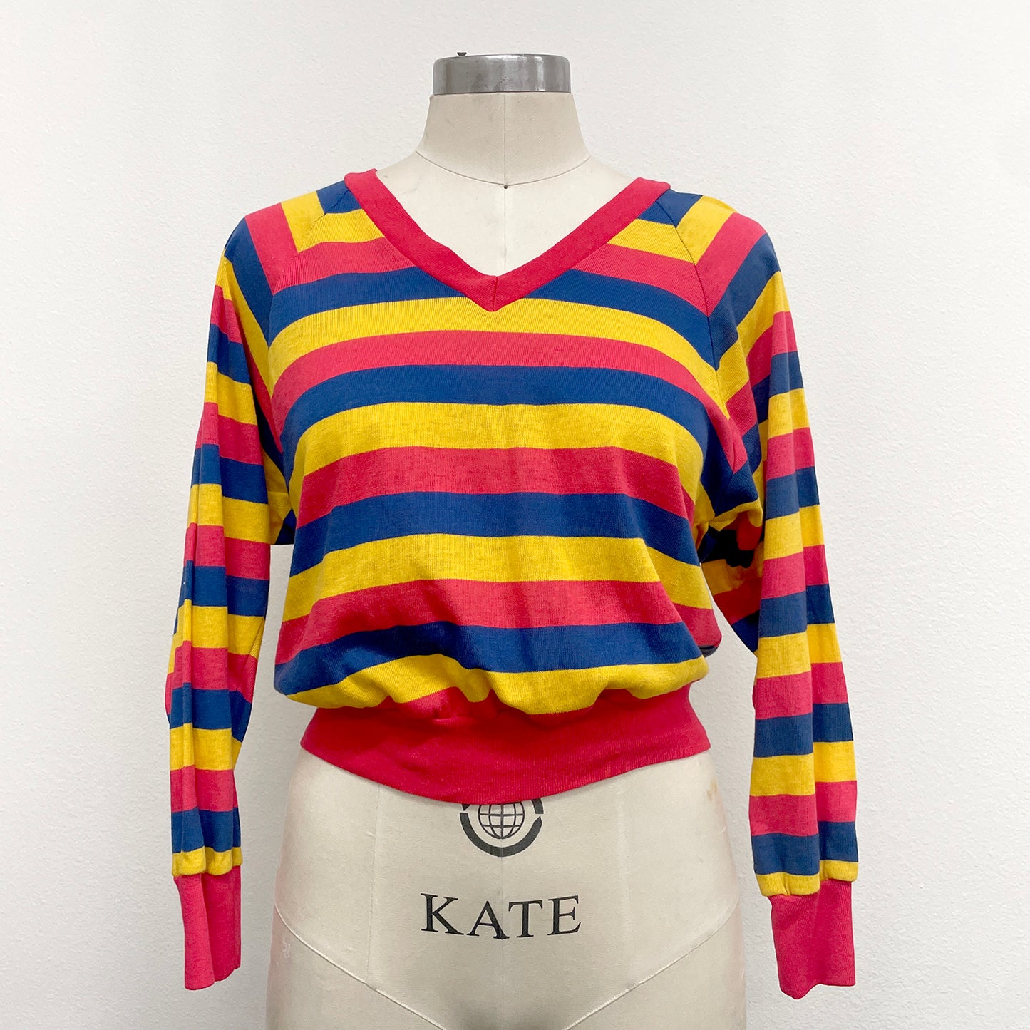 Vintage Striped V Neck Top