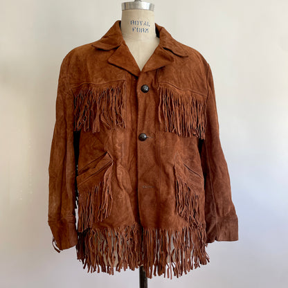 Vintage lined Fringe Suede coat
