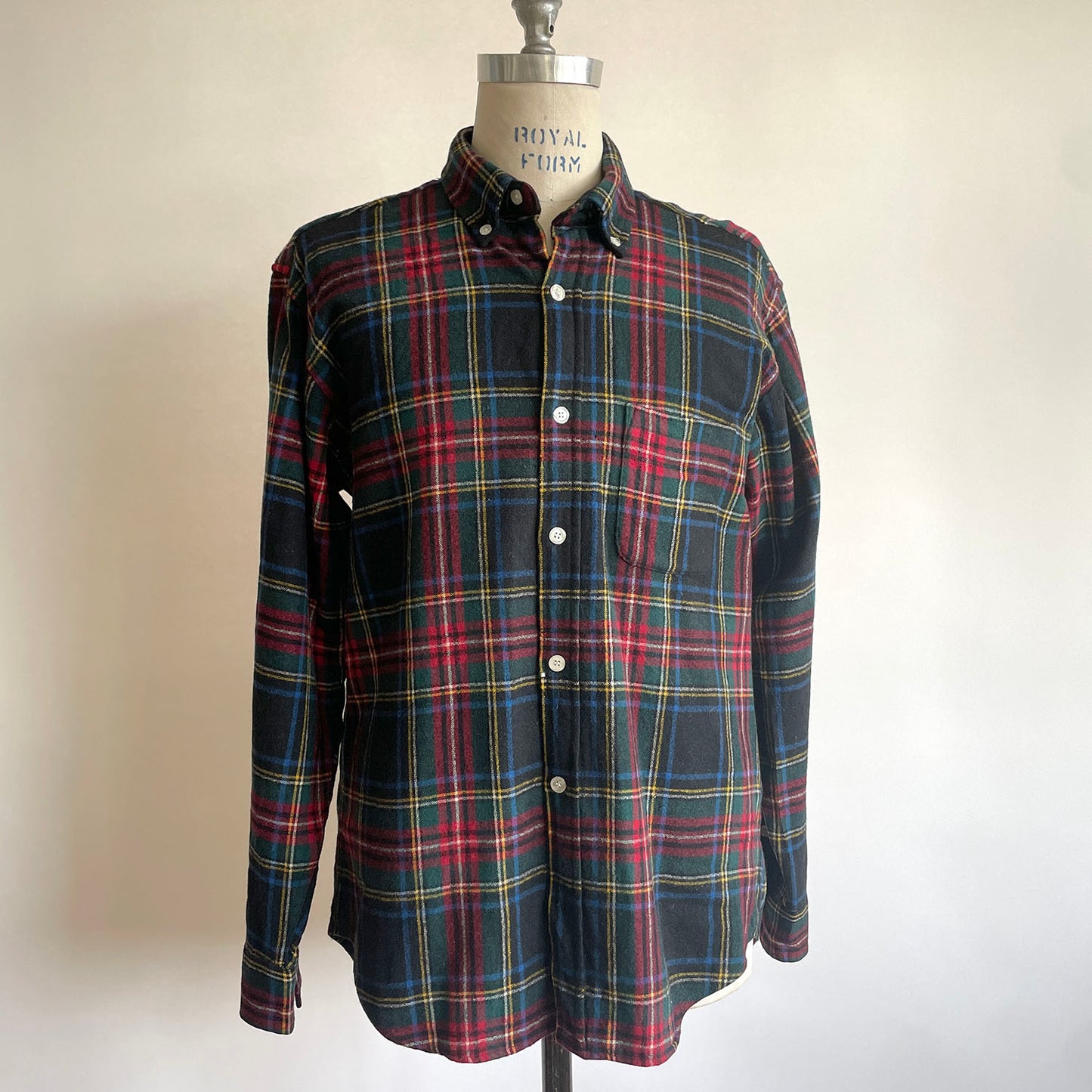 Vintage Black wool plaid Flannel