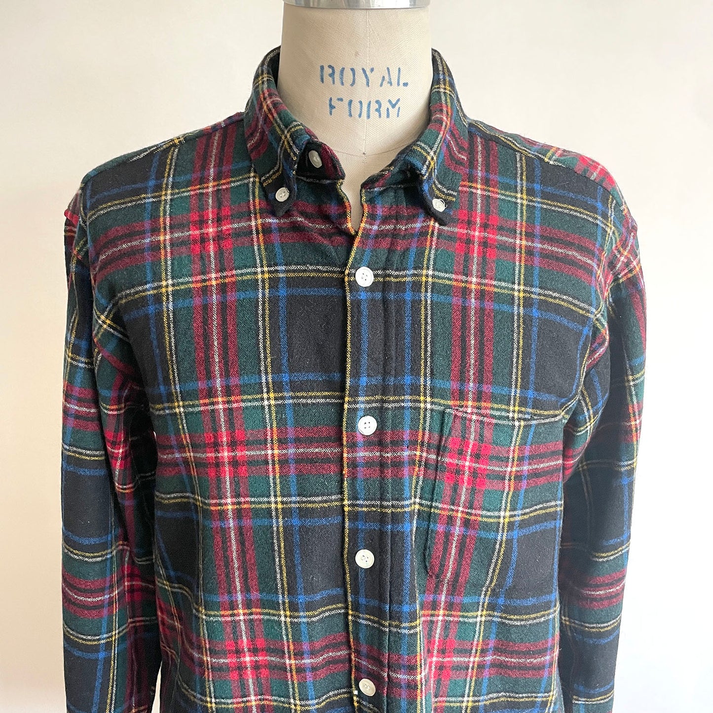 Vintage Black wool plaid Flannel