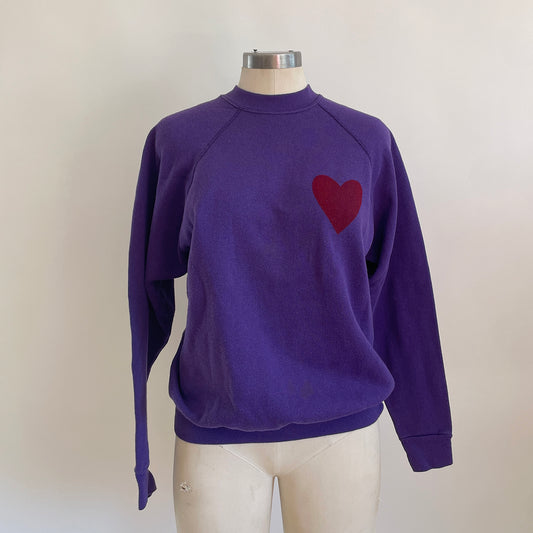 Vintage Happy Heart Purple Sweatshirt