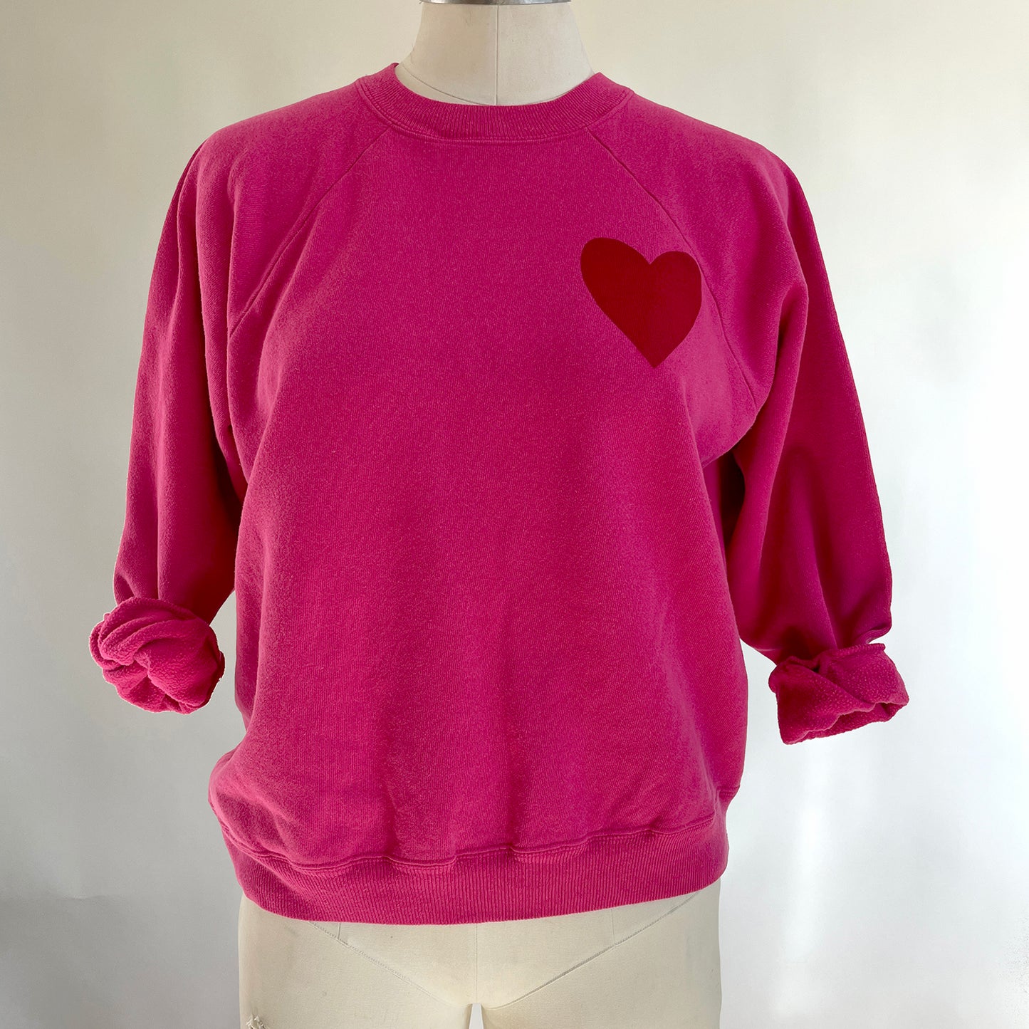 Vintage Happy Heart Pink Sweatshirt