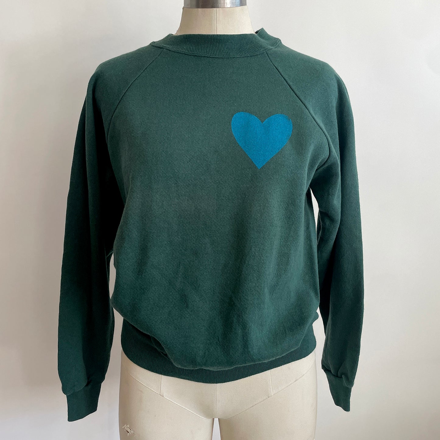 Vintage Happy Heart Green Sweatshirt