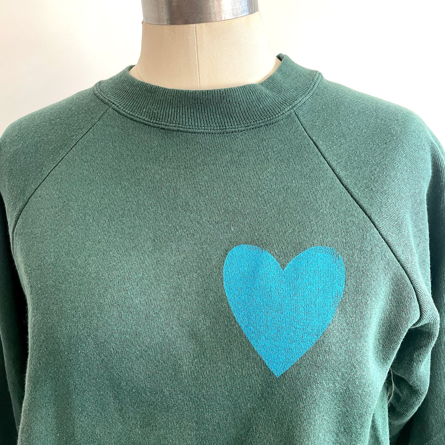 Vintage Happy Heart Green Sweatshirt