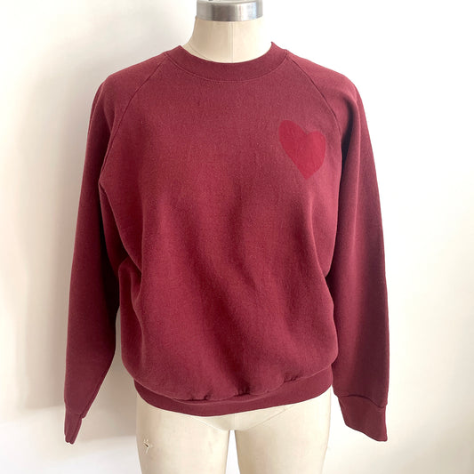 Vintage Happy Heart Maroon Sweatshirt