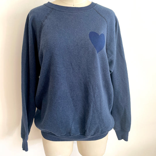 Vintage Happy Heart Navy Sweatshirt