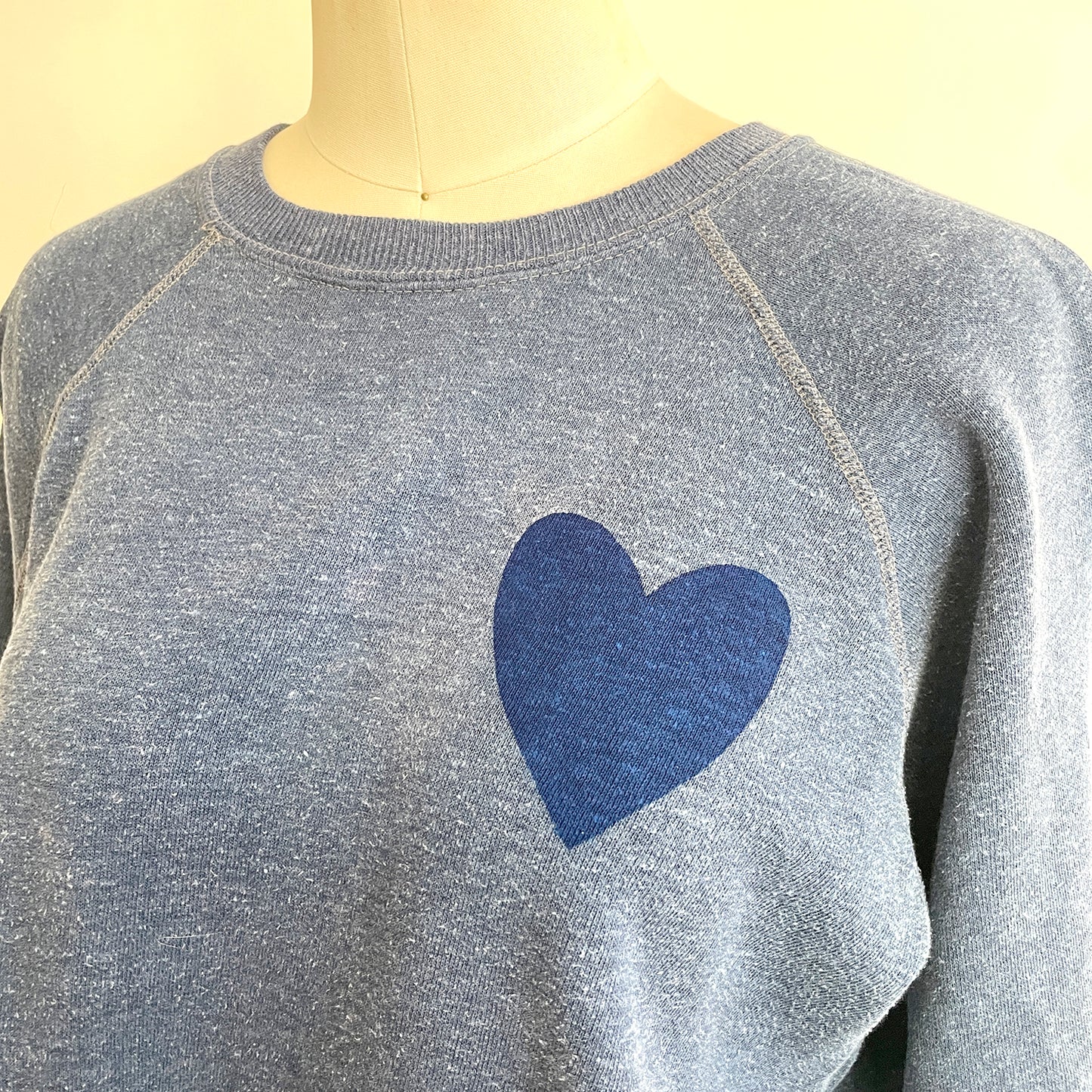 Vintage Happy Heart Blue Sweatshirt