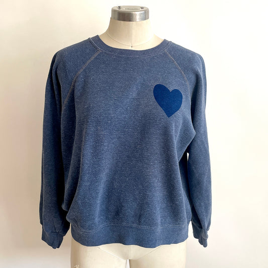 Vintage Happy Heart Blue Sweatshirt