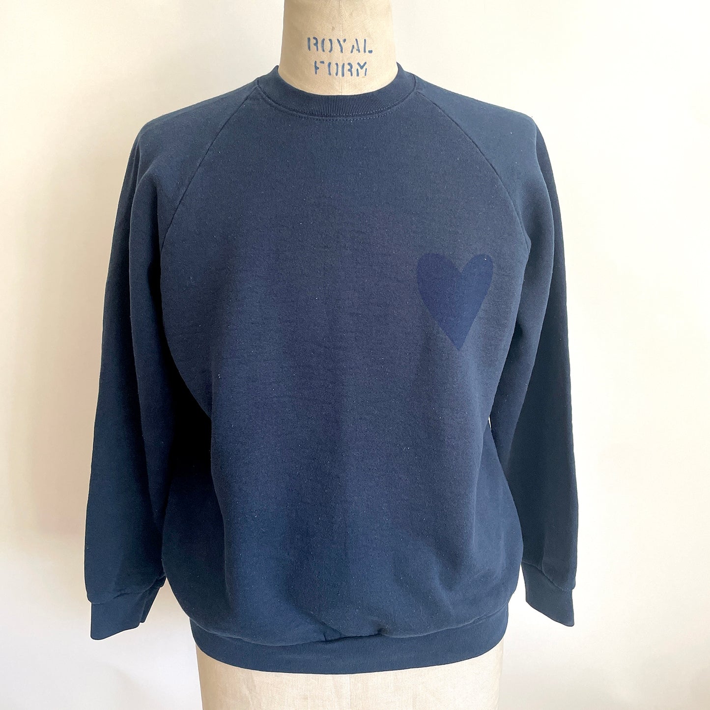 Vintage Happy Heart Navy Sweatshirt