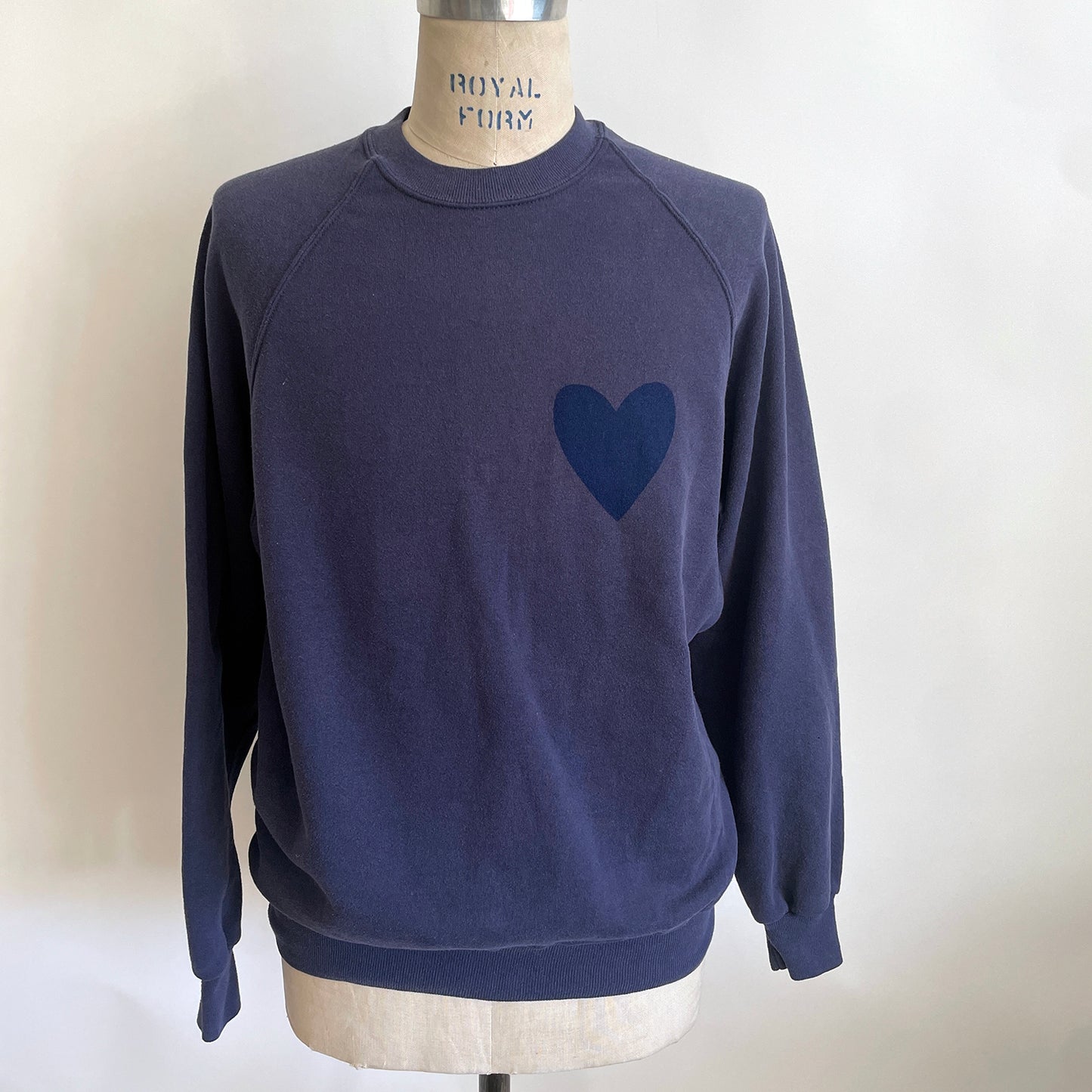 Vintage Happy Heart Navy Sweatshirt