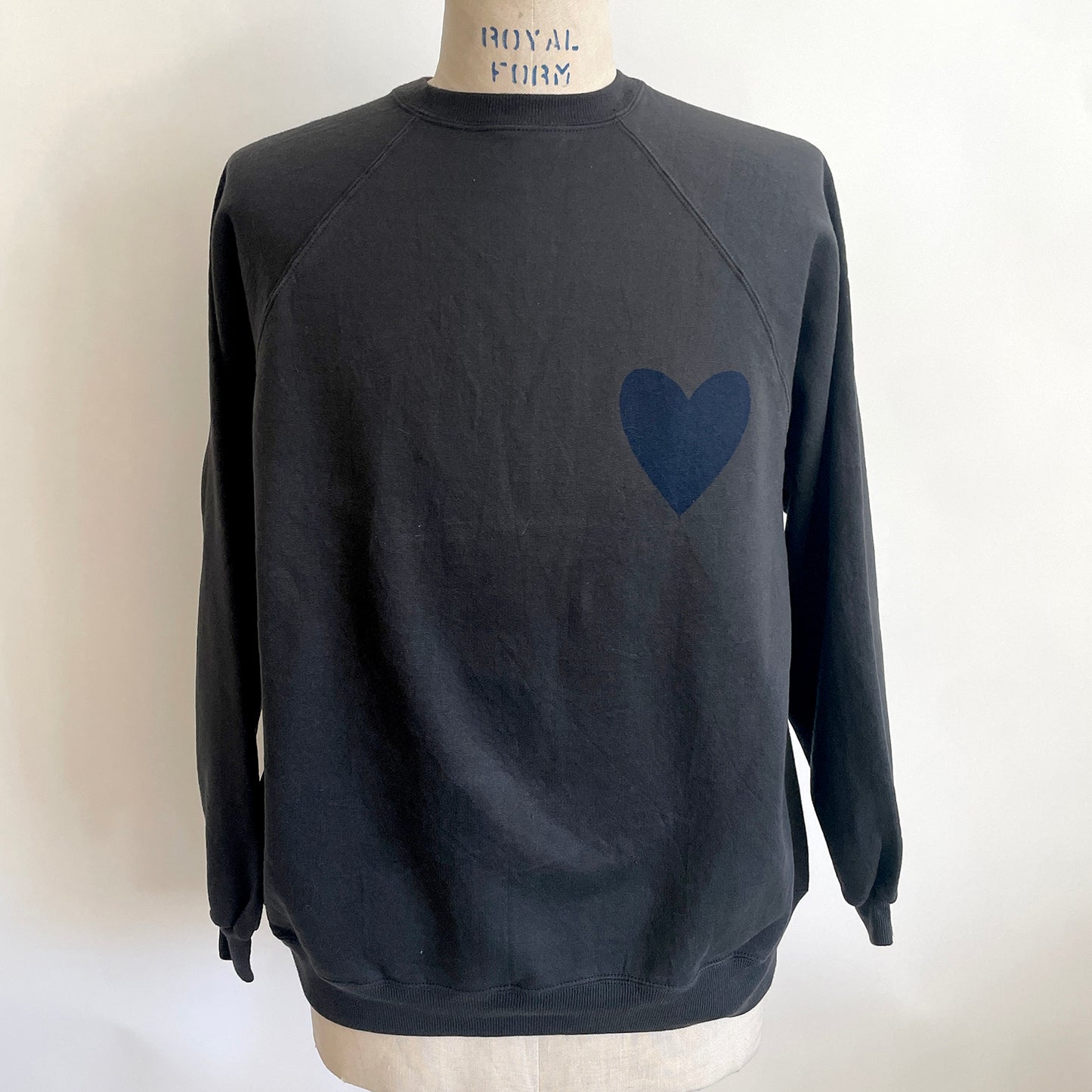 Vintage Happy Heart Black Sweatshirt