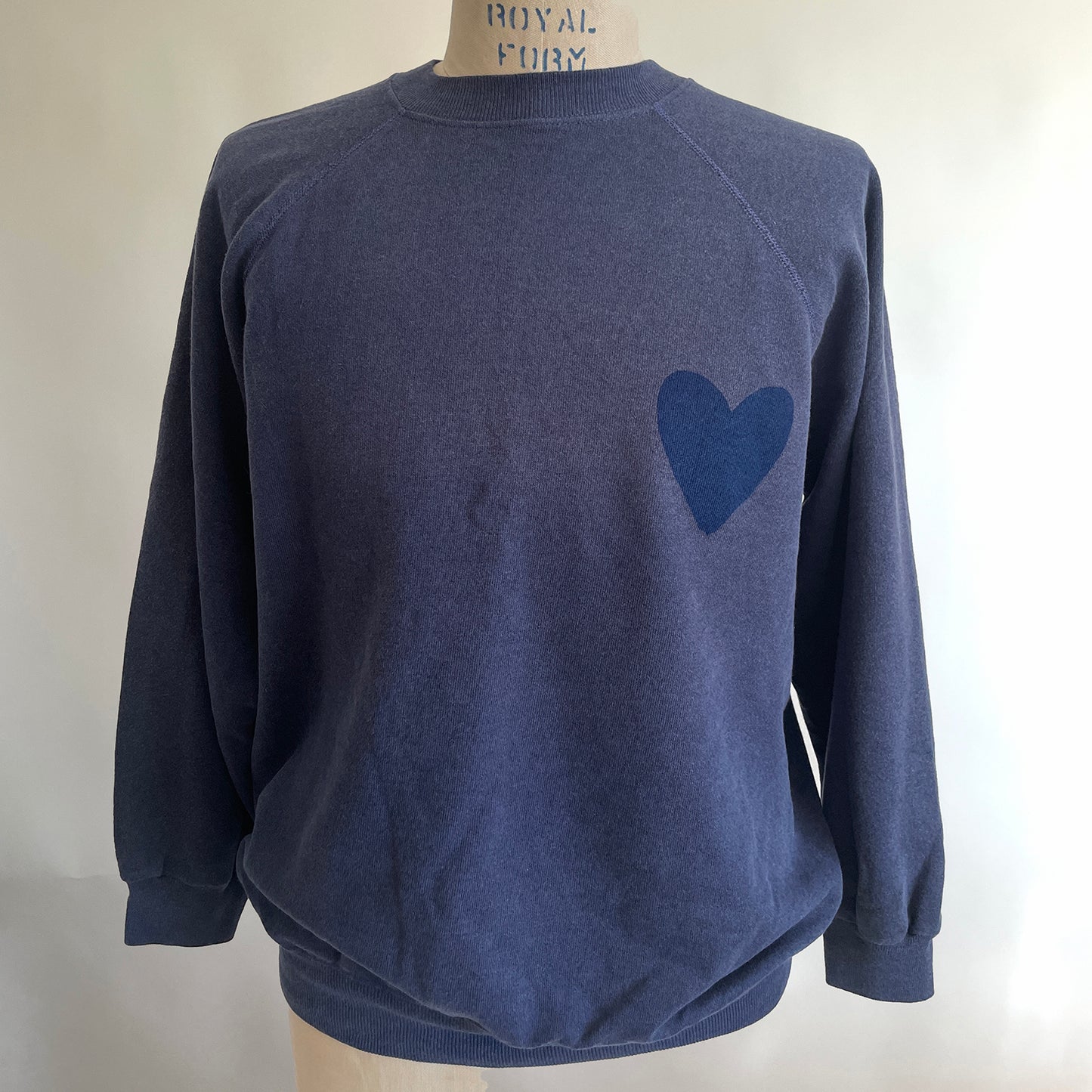 Vintage Happy Heart Blue Sweatshirt