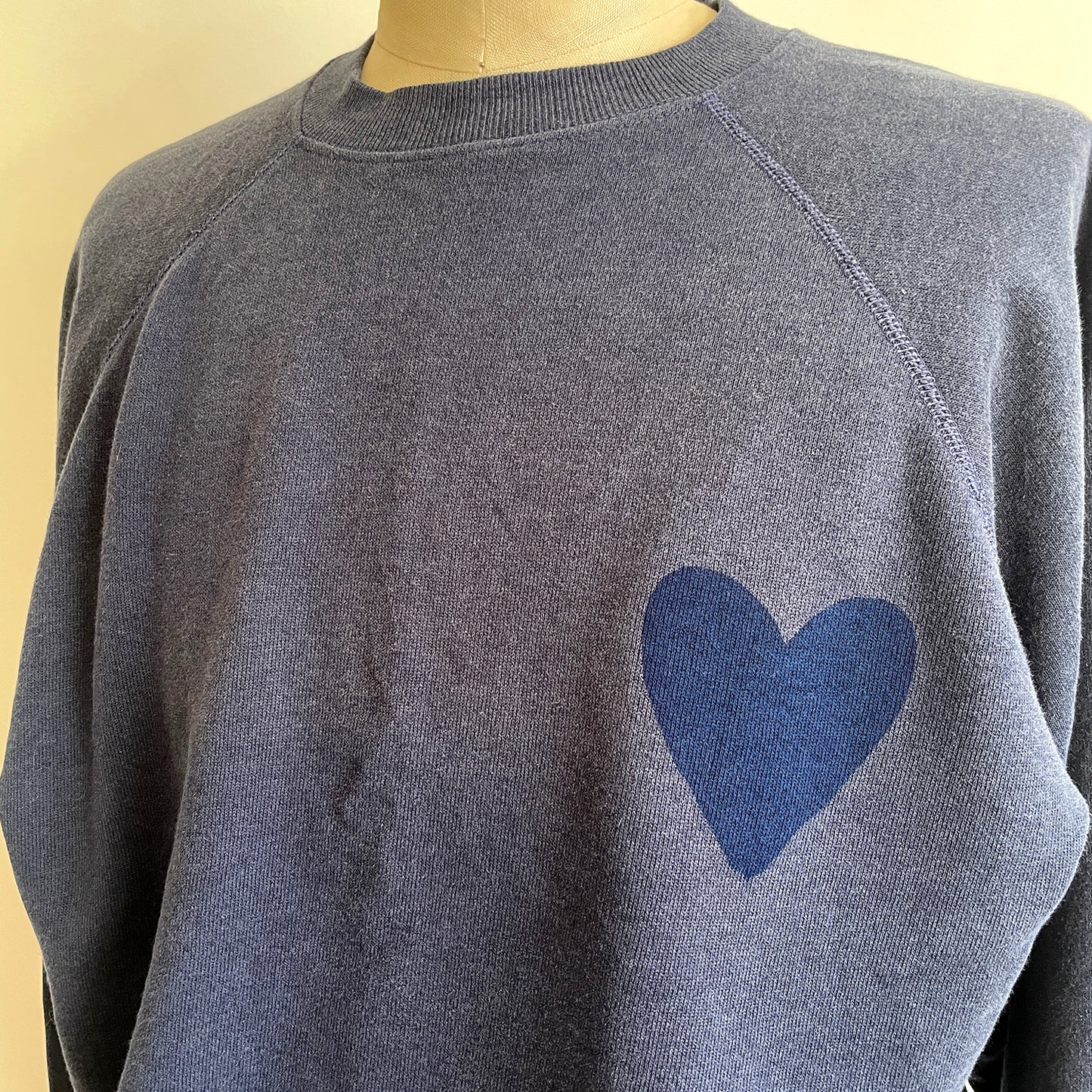 Vintage Happy Heart Blue Sweatshirt