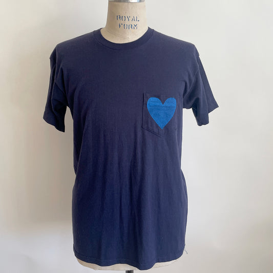 Vintage Happy Heart Navy Pocket Tee