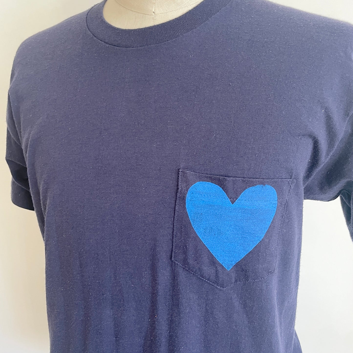 Vintage Happy Heart Navy Pocket Tee