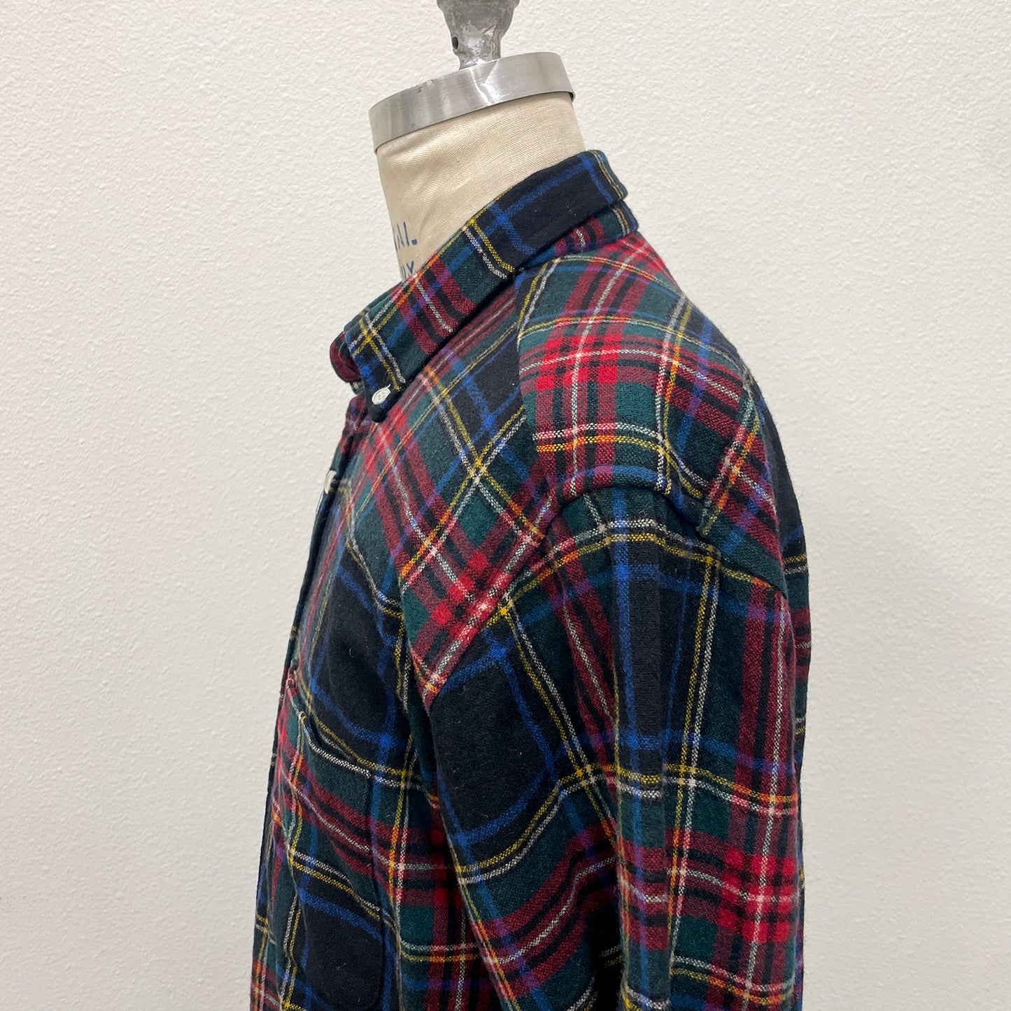 Vintage Black wool plaid Flannel