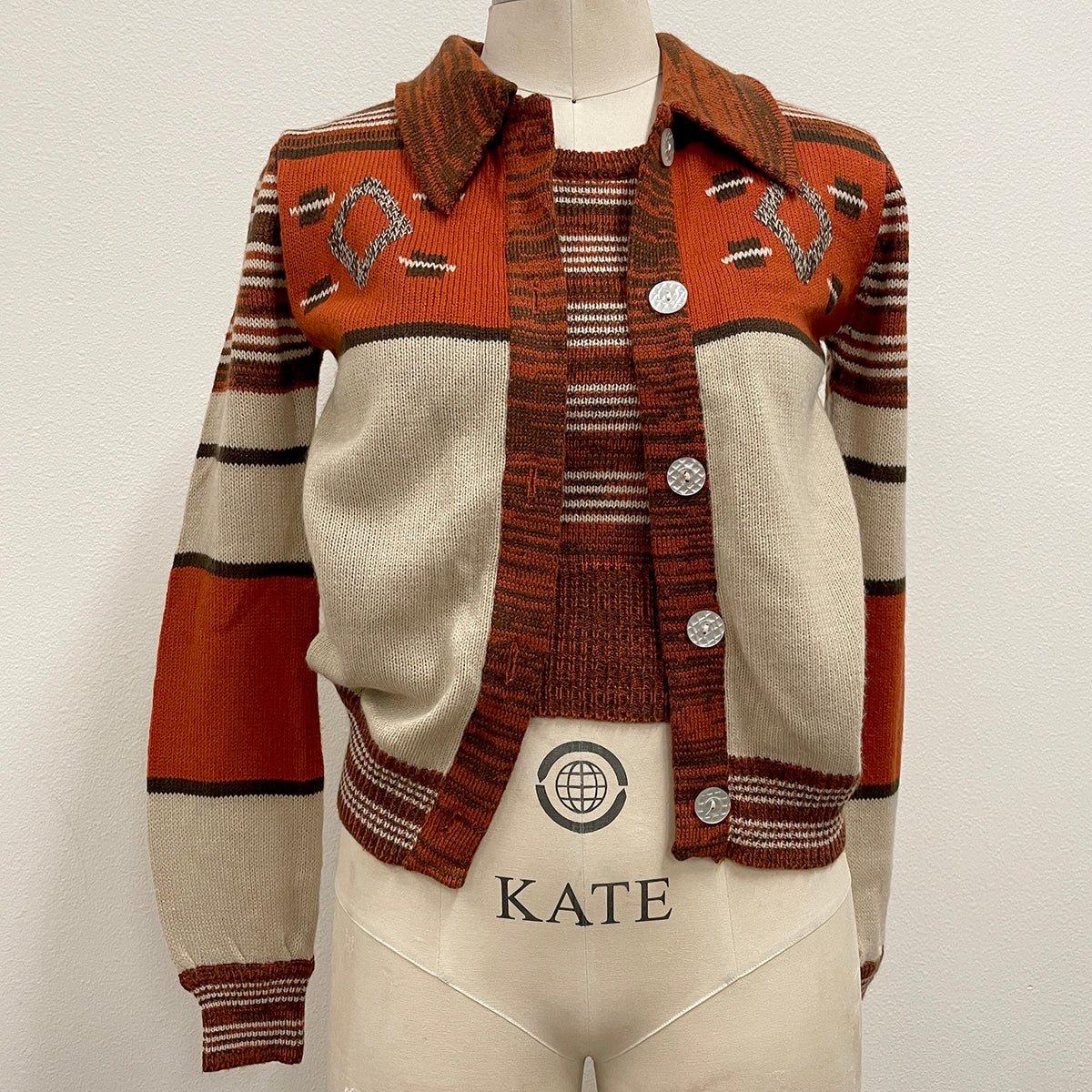Vintage Patterned 70's Sweater set