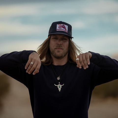 Navy moto patched hat