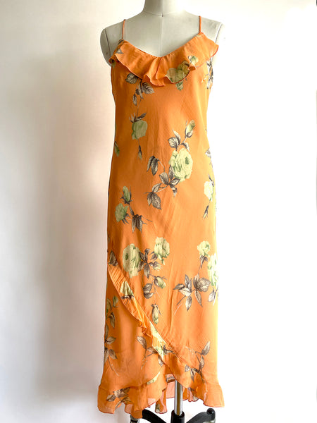 Vintage orange floral slip Dress