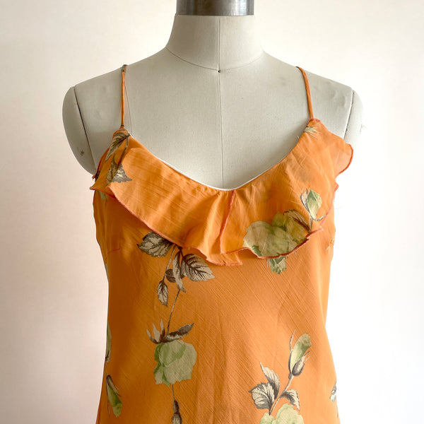 Vintage orange floral slip Dress