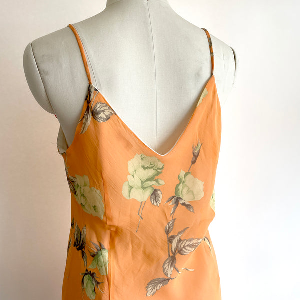 Vintage orange floral slip Dress